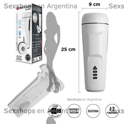 Masturbador con 12 funciones de vibracion, 3 funciones de succion,funcion de sonido y carga USB